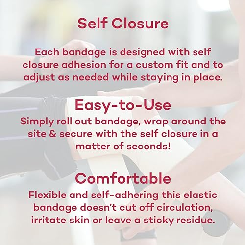Miniatura 4 de Dealmed Vendaje elástico de 6 pulgadas con cierre automático  2 vendajes elásticos, vendaje de compresión estirado de 5 yardas, producto de cuidado