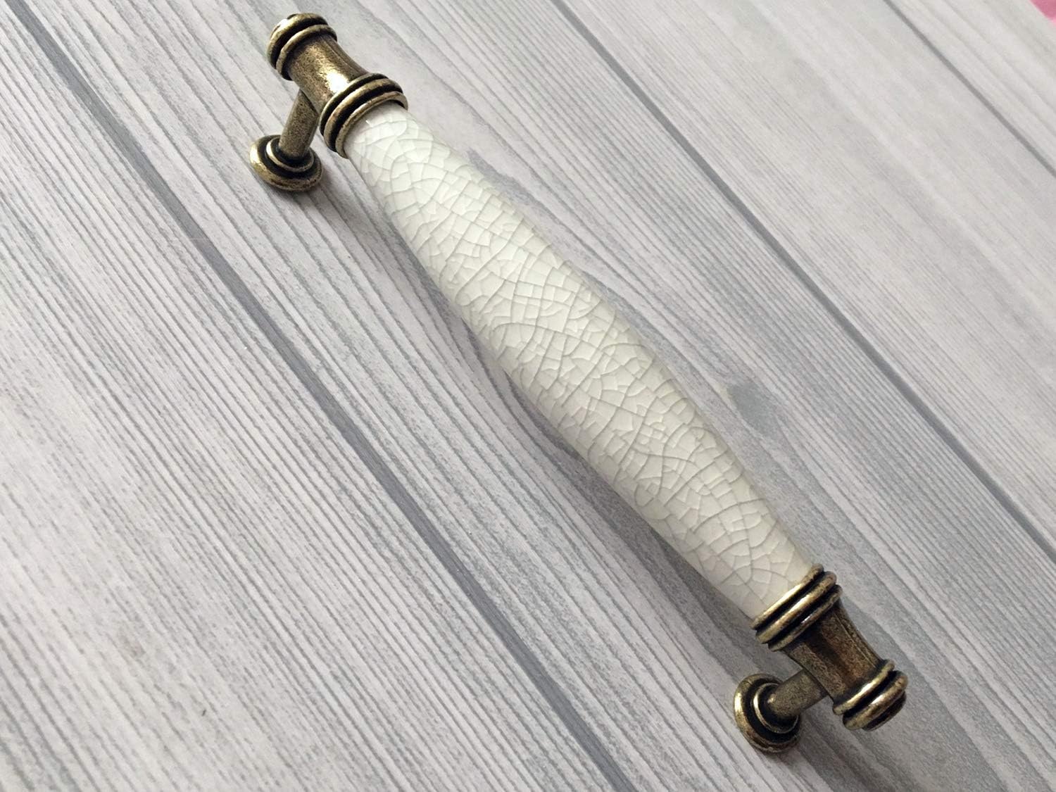 3.75" C-C Cabinet Handle Crackle Ceramic Drawer Knob Drawer Pull Dresser Cabinet Knob Kitchen Door Knob Hardware Antique Bronze 96 mm Centers (Size : L:6" (152 mm)/C-C:5" (128 mm))