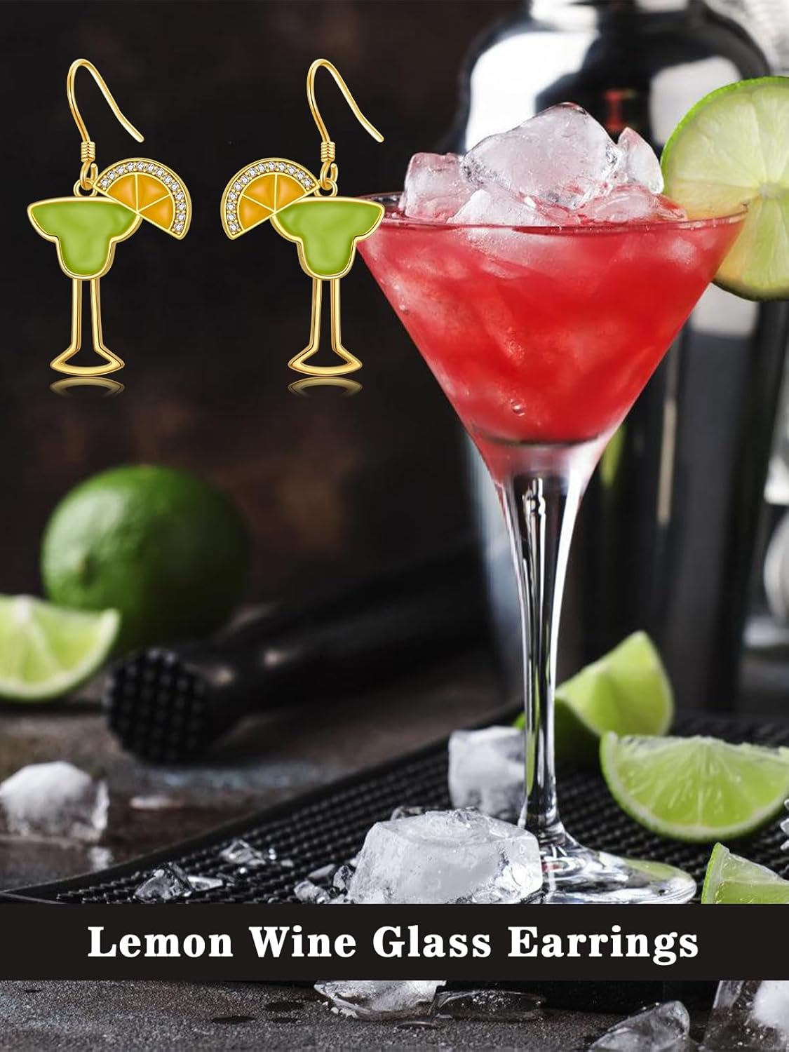 Party Earring for Womens Margarita Earrings Sterling Silver Cocktail Earrings Cute Fruit Earrings Champagne Bottle Earrings Wine Glass Dangle Earrings Party Celebration Jewelry Gifts