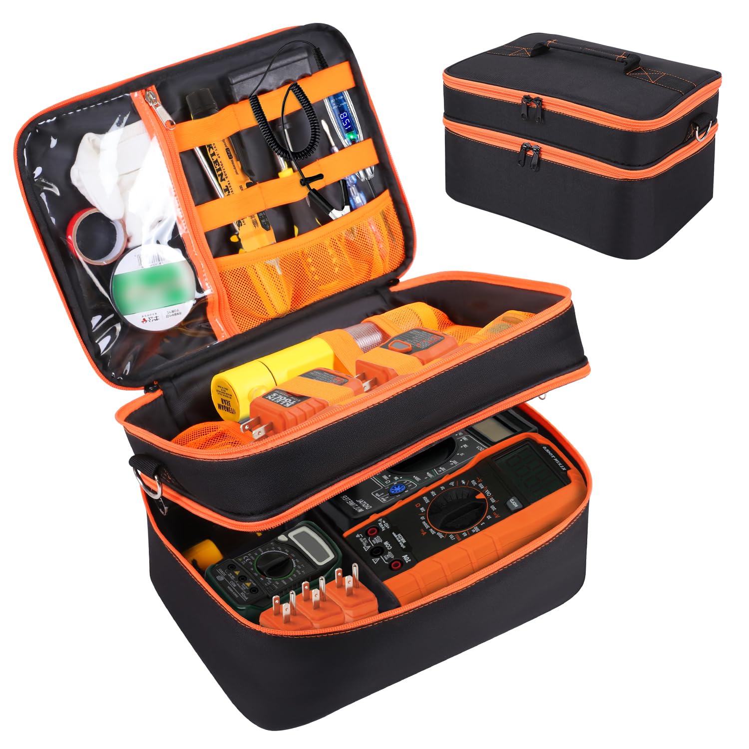 Storage Bag Compatible with Klein Tools ET310 AC Circuit Breaker, GFCI Outlet Electrical Tester, Home Tester Kit Bag, Storage Case for Electrical Test Kit, Digital Multimeter, Clamp Meter, Bag Only