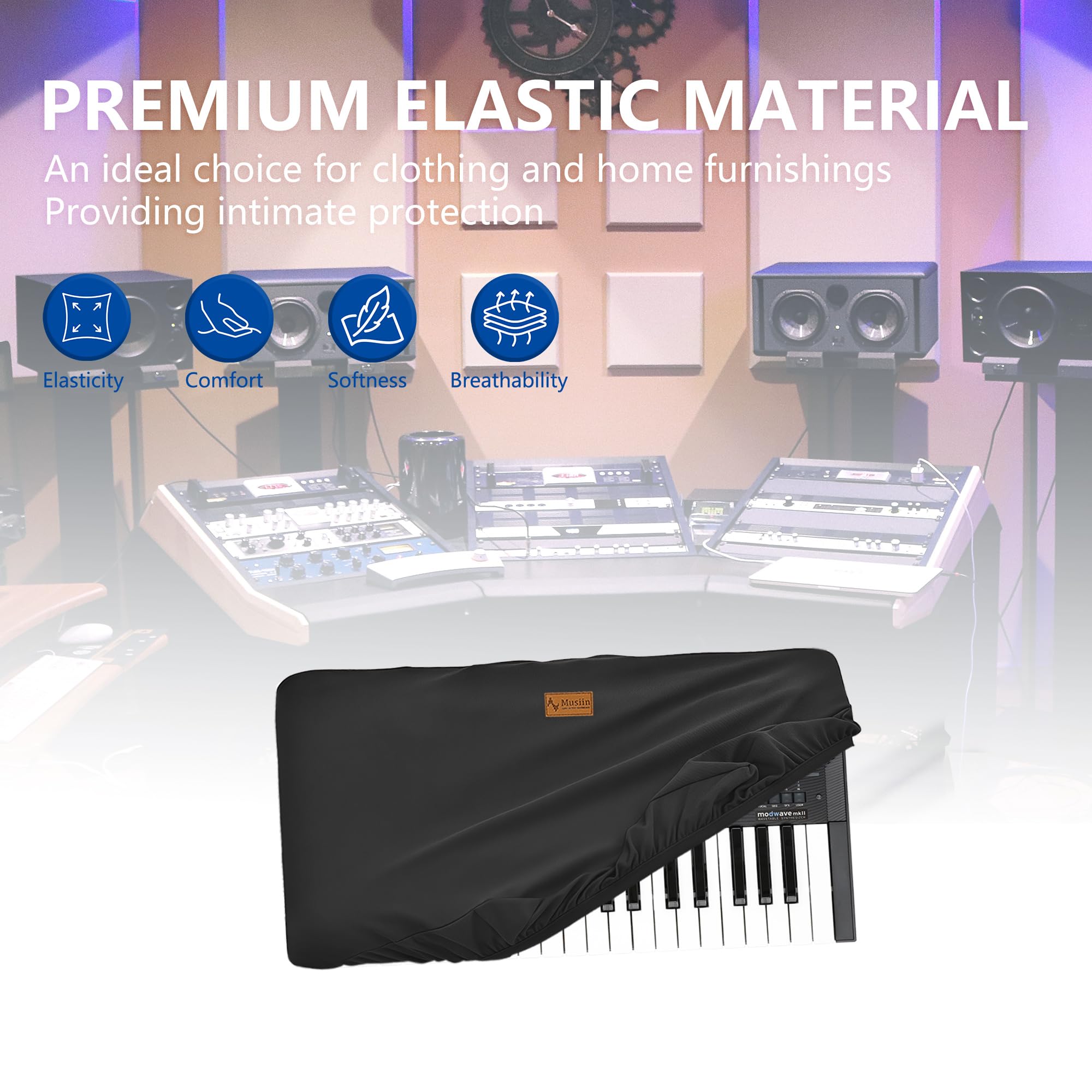 Musiin Tastatur-Synthesizer-Staubschutz, kompatibel mit Korg Modwave MK2, Moog Messenger KingKorg NEO, Opsix MK II, Wavestate MK2, Chinlon, kratz- und staubdicht, Soft-Touch- und passgenaues Design