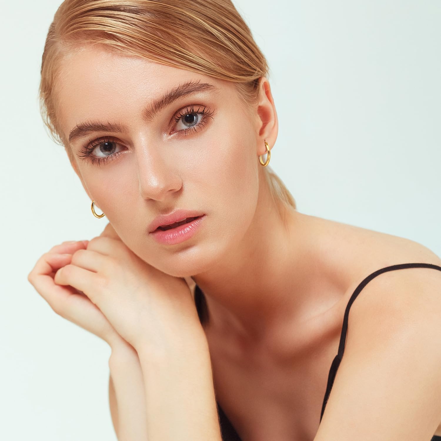 14K Gold Earrings for Women 14K Gold Hoop Earrings for Women Gold Hoop Earring for Womens Hoops Lightweight Classic Hoops Earring for Womens 12/14/16/18/20/25/30/35/40/45/50mm - Image 3