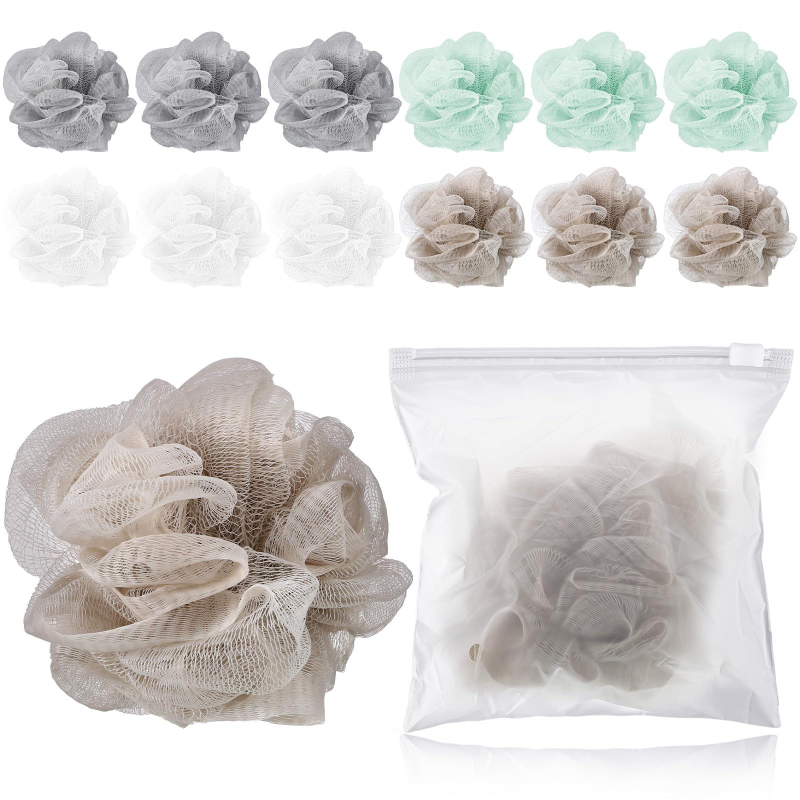 Funnymoom 12 Pcs Travel Loofah Shower Puff,25g,Multicolor