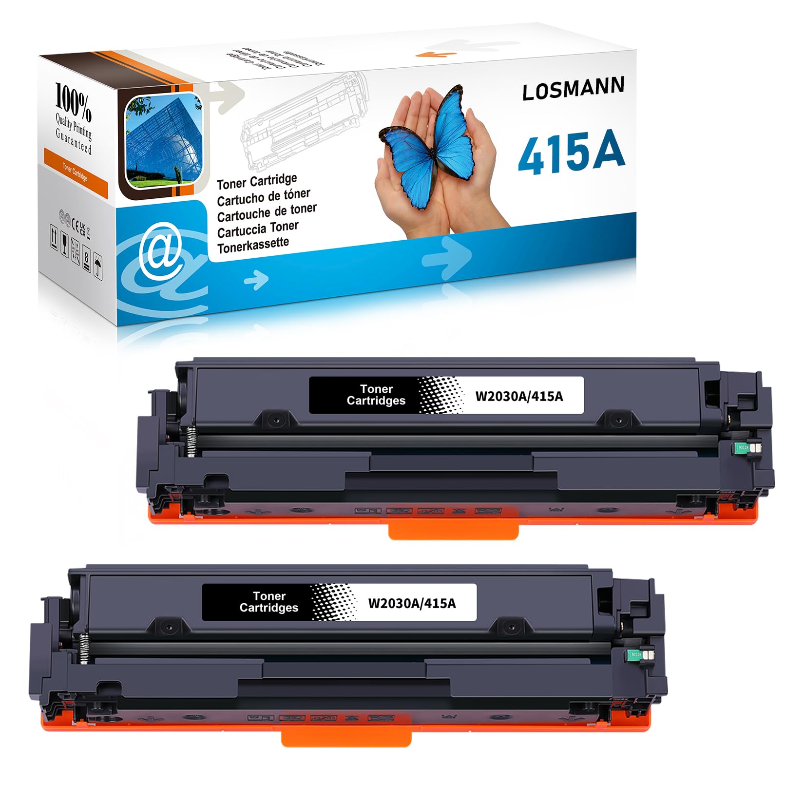LOSMANN 415A Toner kompatybilny z HP 415A 415X W2030A W2030X toner zamiennik do Color Laserjet Pro MFP M479fdw M479fnw M479fnw M479fdn M479dw M454dn M454dw M479 M454 (2 sztuki w opakowaniu, Czarny)