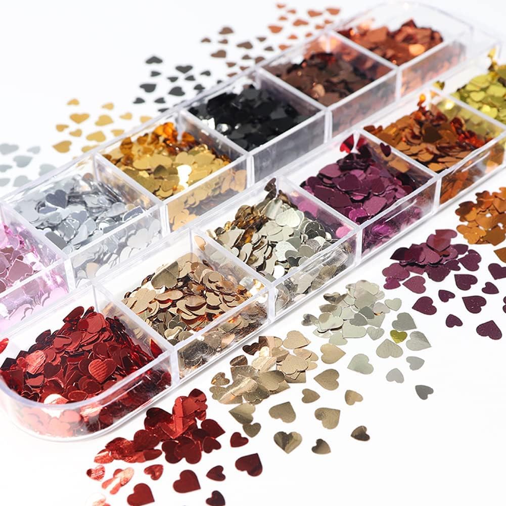 Paillettes Ongle Forme Coeur Nail Art Sequins Glitter Holographiques 3D