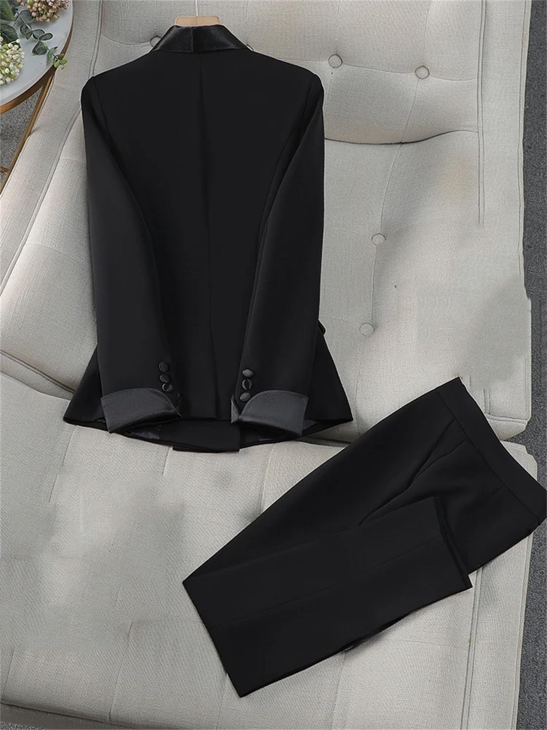 Elegante traje de pantalón para mujer, ropa de trabajo, oficina, negocios, conjunto de 2 piezas, chaqueta formal y pantalones