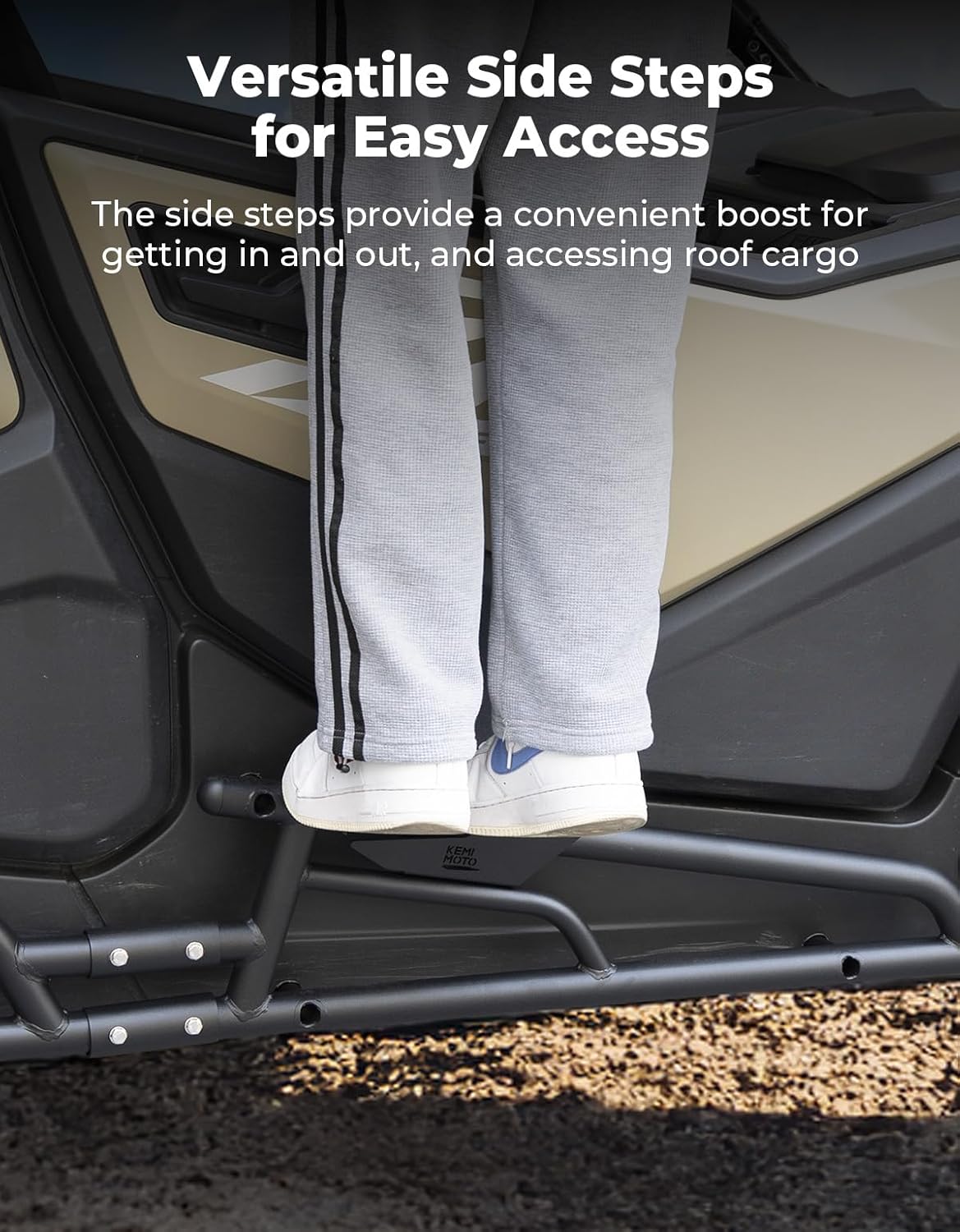 KEMIMOTO Nerf Bars Rock Sliders with Step Function Compatible with 2023-2025 CFMOTO ZForce 950 Sport-4 G2,Easy-to-Install, Electrophoretic Coating #5BYV-801100-6000