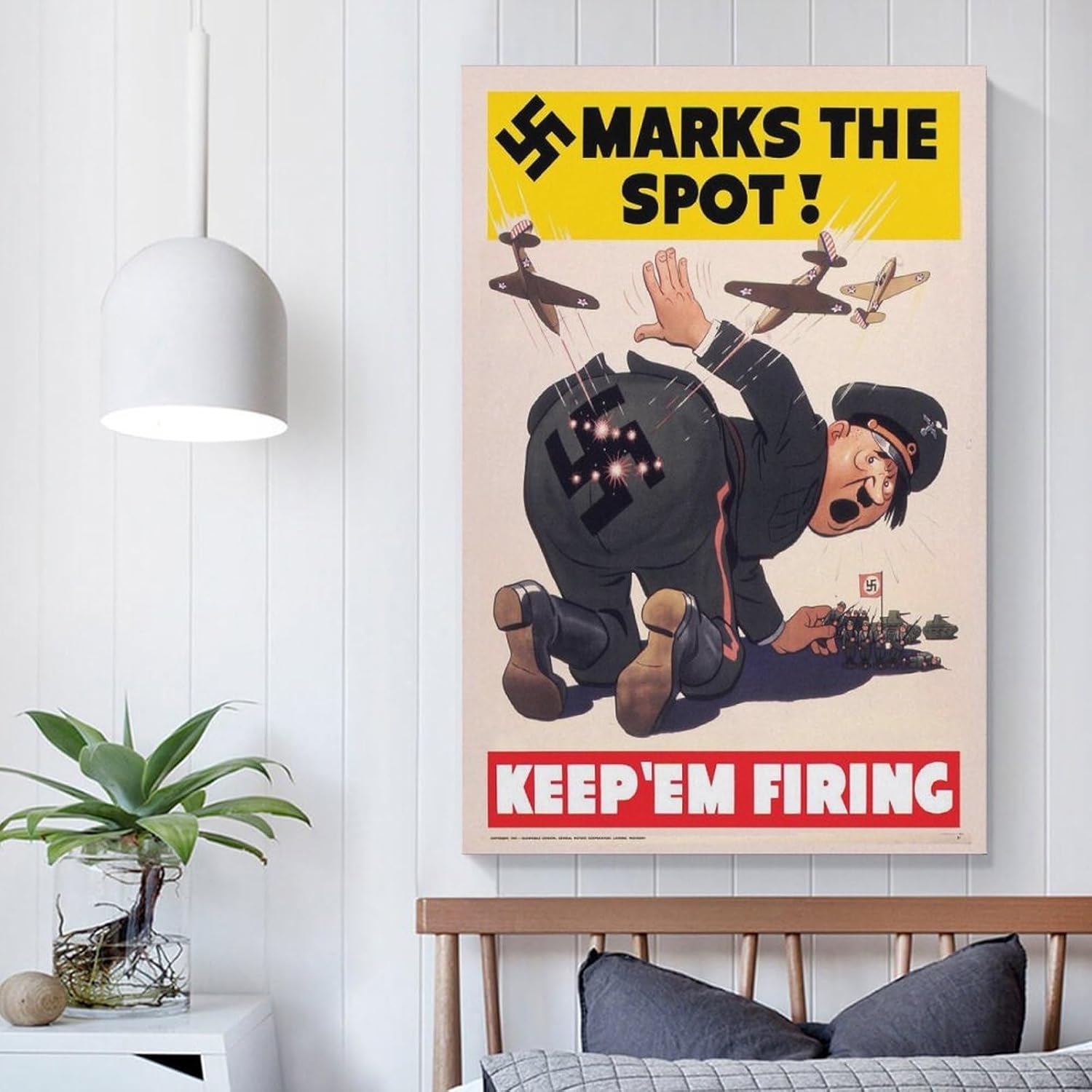 Marks The Spot Poster Keep Firing WW2 Propaganda Poster 1942, Canvas Painting Office Art Decoration Used For Wall Art Room Decor Aesthetics 16x24inch(40x60cm)