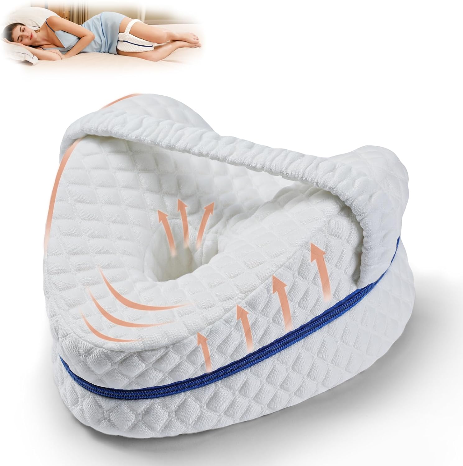 BEAUTRIP Knee Pillows for Side Sleepers Premium Memory Foam Wedge Leg Pillow Cushions Support with Washable Cover for Sciatica Back Hip Joint Knee Pain Relief (BM67-US-White)