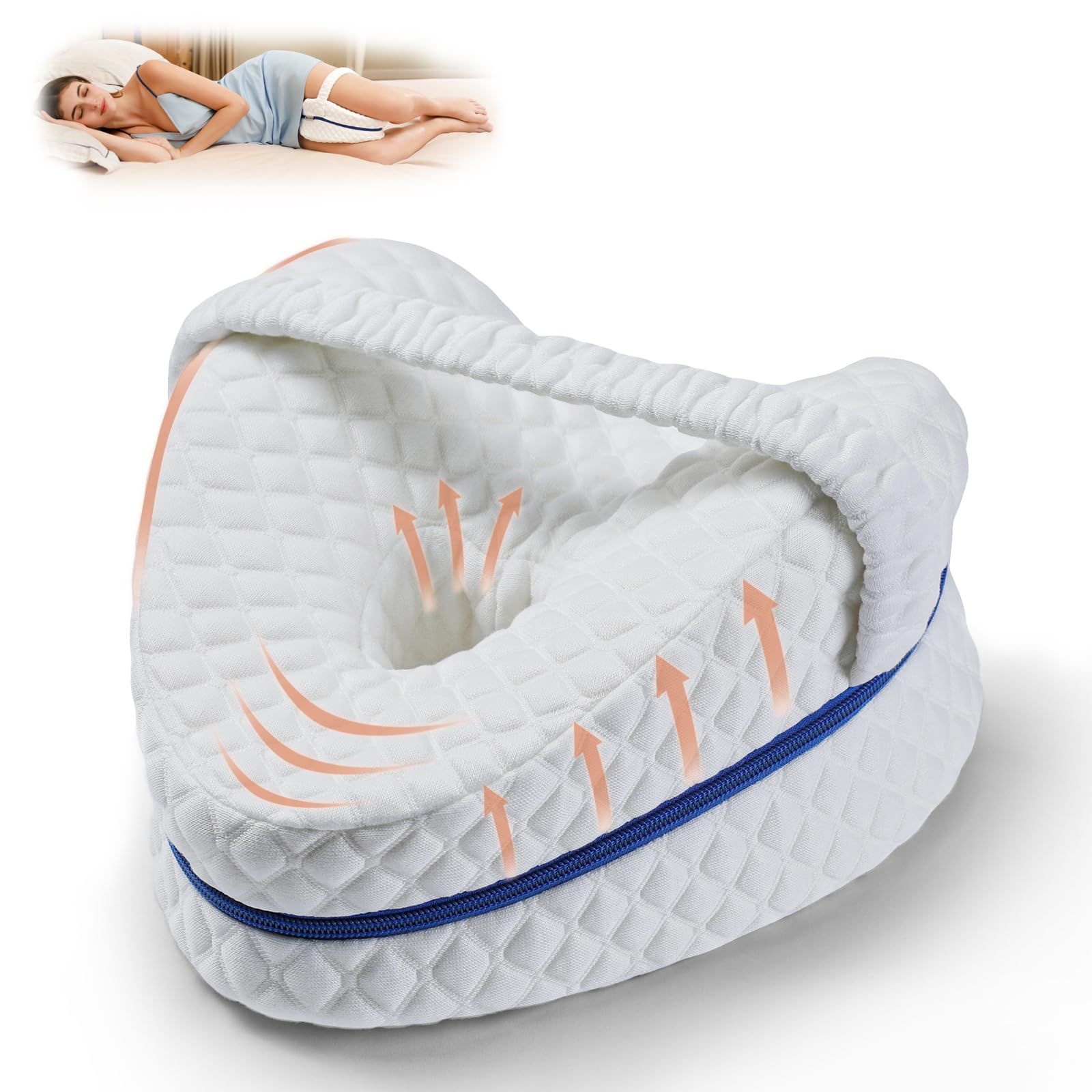 Photo 1 of BEAUTRIP Knee Pillows for Side Sleepers Premium Memory Foam Wedge Leg Pillow Cushions Support with Washable Cover for Sciatica Back Hip Joint Knee Pain Relief (BM67-US-White)