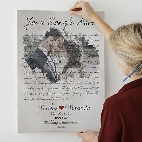 Miniatura 4 de MYMISOR Letras de canción de boda arte de pared personalizado para parejas marido y esposa regalos estéticos para sala de estar decoración familiar