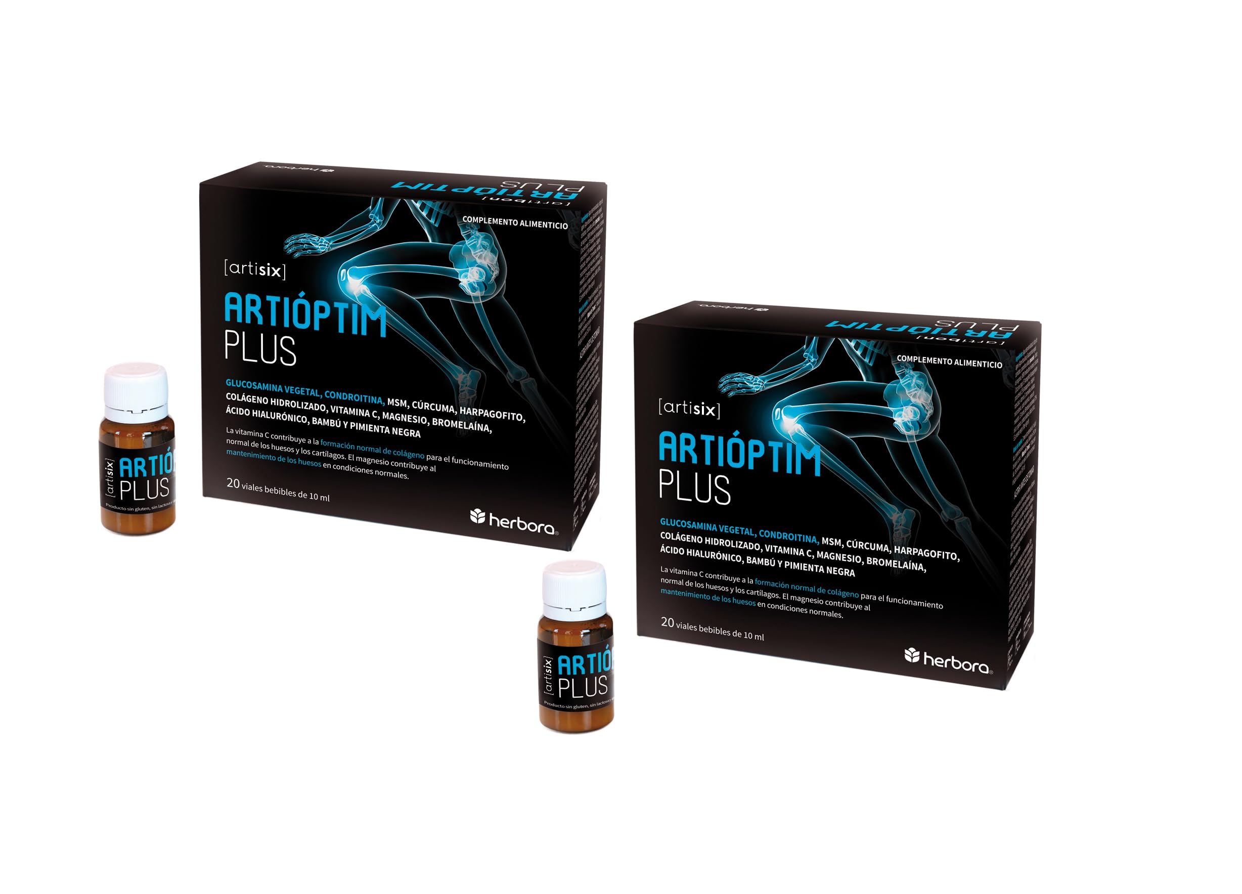 Herbora Pack 2 Unidades Artioptim Plus 20 Viales Complemento Alimenticio con Glucosamina Condroitina Colágeno