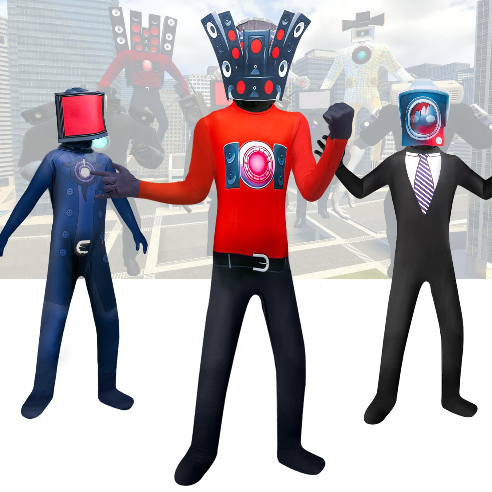 Costume Boys, Tv Man Costume Kids, Toilet Titan, Tvman, Cameraman, Bodysuit Game, Horror Game Cosplay Fancy Dress up with mask for Halloween Christmas, Carnival