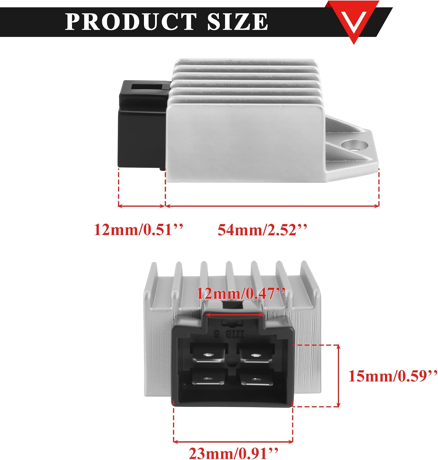 PRO BAT 12V 4 Pin Voltage Regulator Rectifier Half Wave With 4 Wires Cable Connector for GY6 50cc 80cc 90cc 100cc 125cc 150cc Quad ATV Buggy Scooter Moped Sunl Taotao Coolster Silver