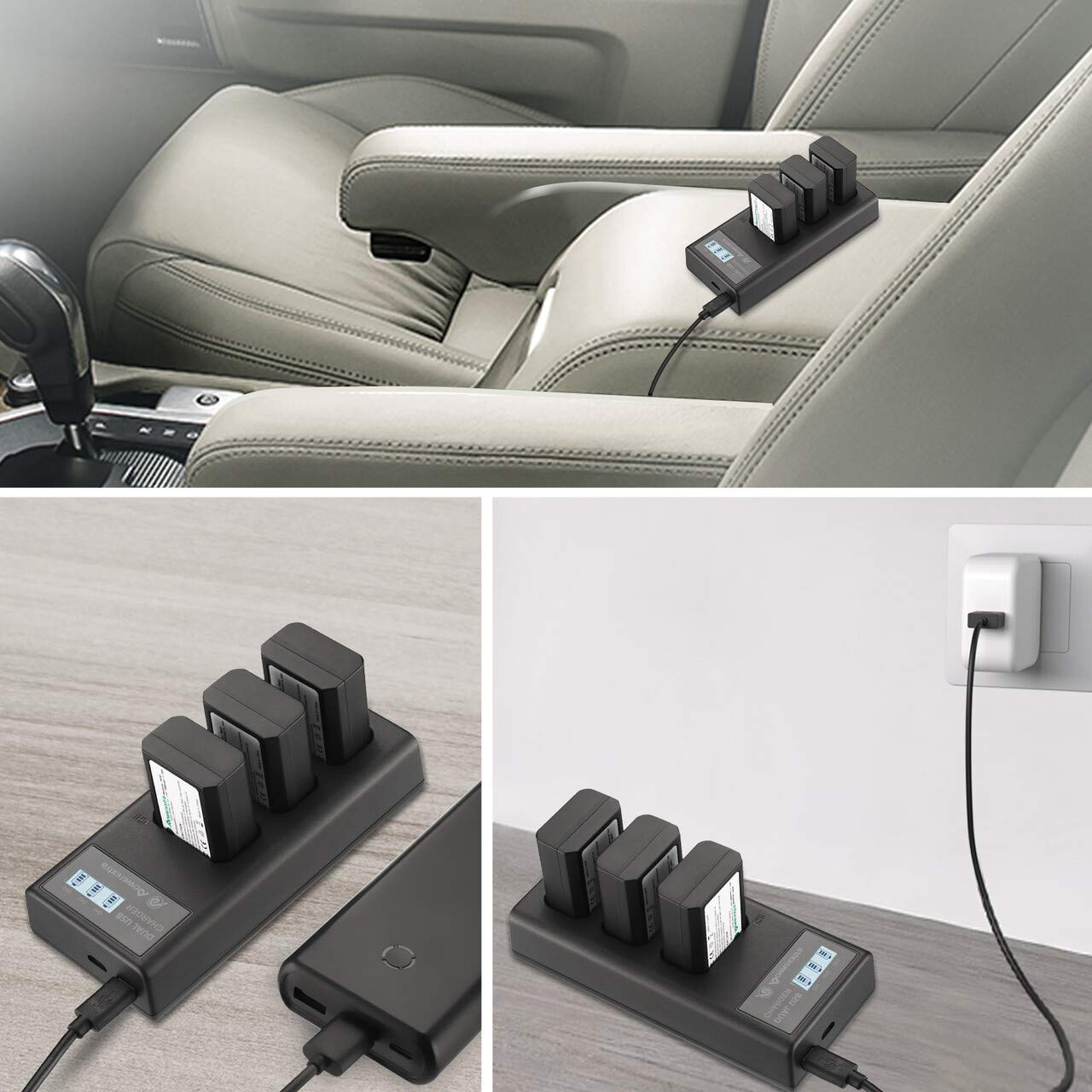 3 Batterie de Rechange 1500mAh et Chargeur LCD 3 Baies pour NP-FW50