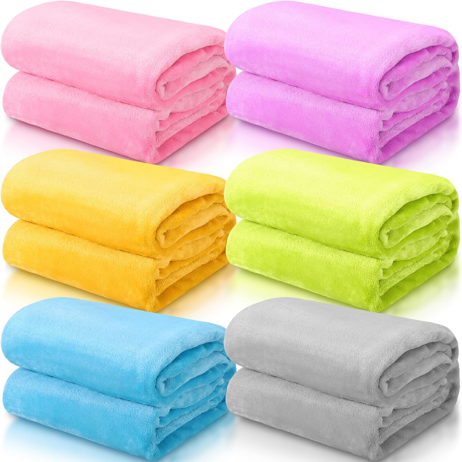 6 Pcs Fleece Sleepover Blanket for Girl Galentines Party Soft Fuzzy Throw Blanket Bulk Warm Flannel Mattress for Pajamas Teepee Spa Movie Night(Multicolor,40 x 60 Inch)