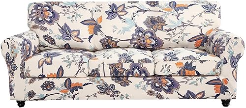 Miniatura 66 de SearchI Funda Elástica para Sofá con Estampado Fundas para Sofá, Patrón Floral Funda para Sillón de 2 Piezas con Funda de Cojín de Silla Separada,