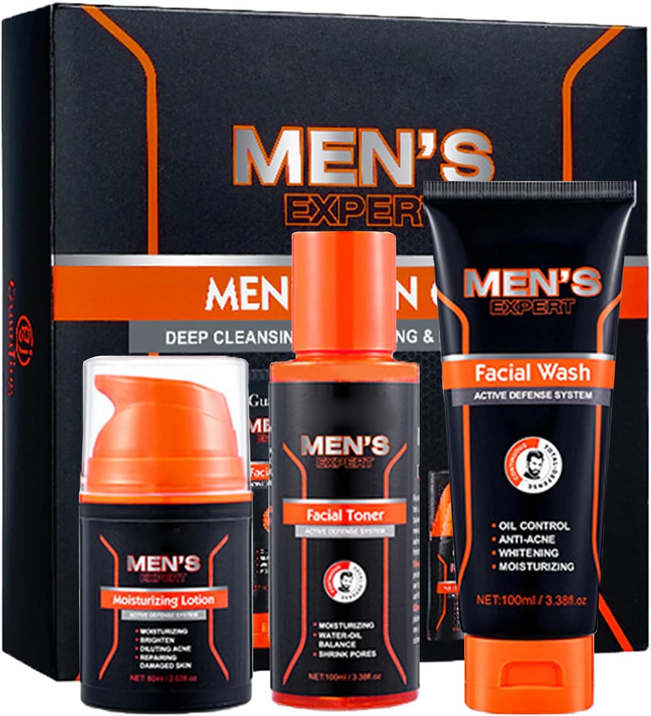 Mens Gifts Skin Care Sets & Kits – 3PCS Mens Skincare – Teenage Boy Gifts with Cleanser-Toner-Lotion – Gifts for Boyfriends Moisturzing Oil Control Christmas Gifts for Him – Travel Gifts for Dad