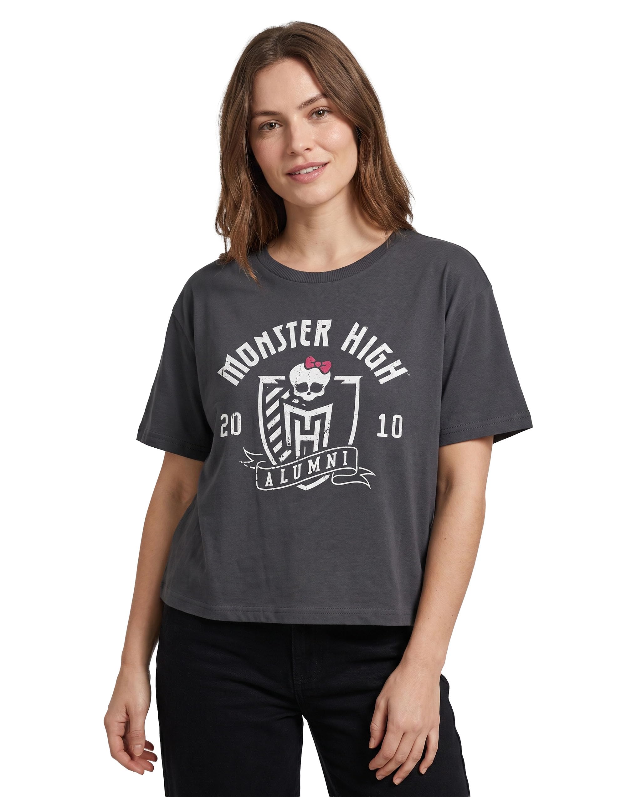 Monster High (Xx-Large) Cropped Short Sleeved T-Shirt (Womens Grey)
