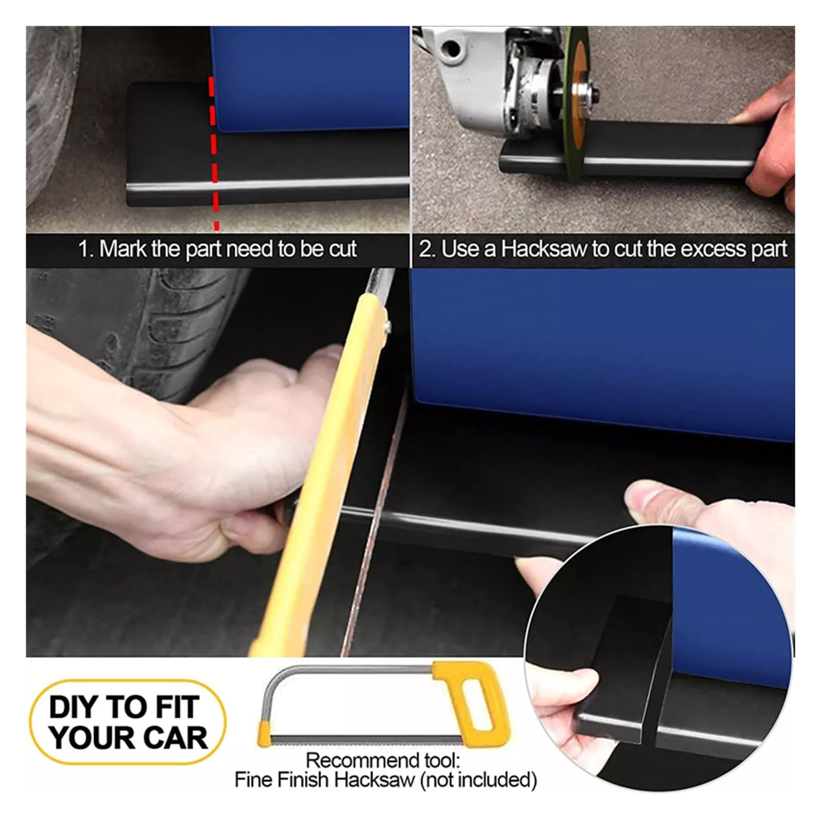 Minigonne Laterali universali Auto per A6 S6 C7 C8 Accessori Nero Lucido 2m/86.6" 8 Pezzi ABS Minigonne Laterali Estensione Pannello Bilanciere Labbro