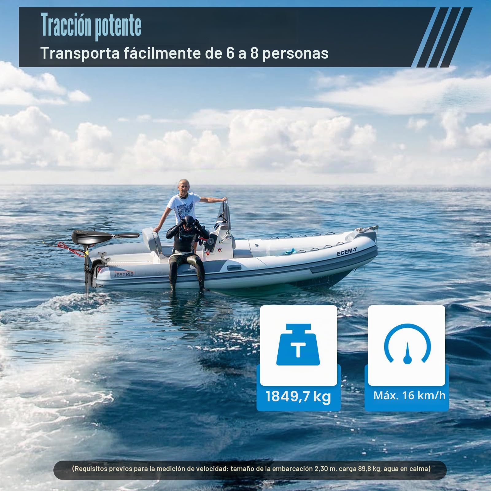 Motor Fueraborda Eléctrico 12V 800W, Motor de Arrastre para Barco 85lb, 5 Marchas Adelante y 3 Atrás, Indicador de Batería, Angulo Ajustable, Hélice de 3 Palas, para Kayak, Bote Inflable y Pesca