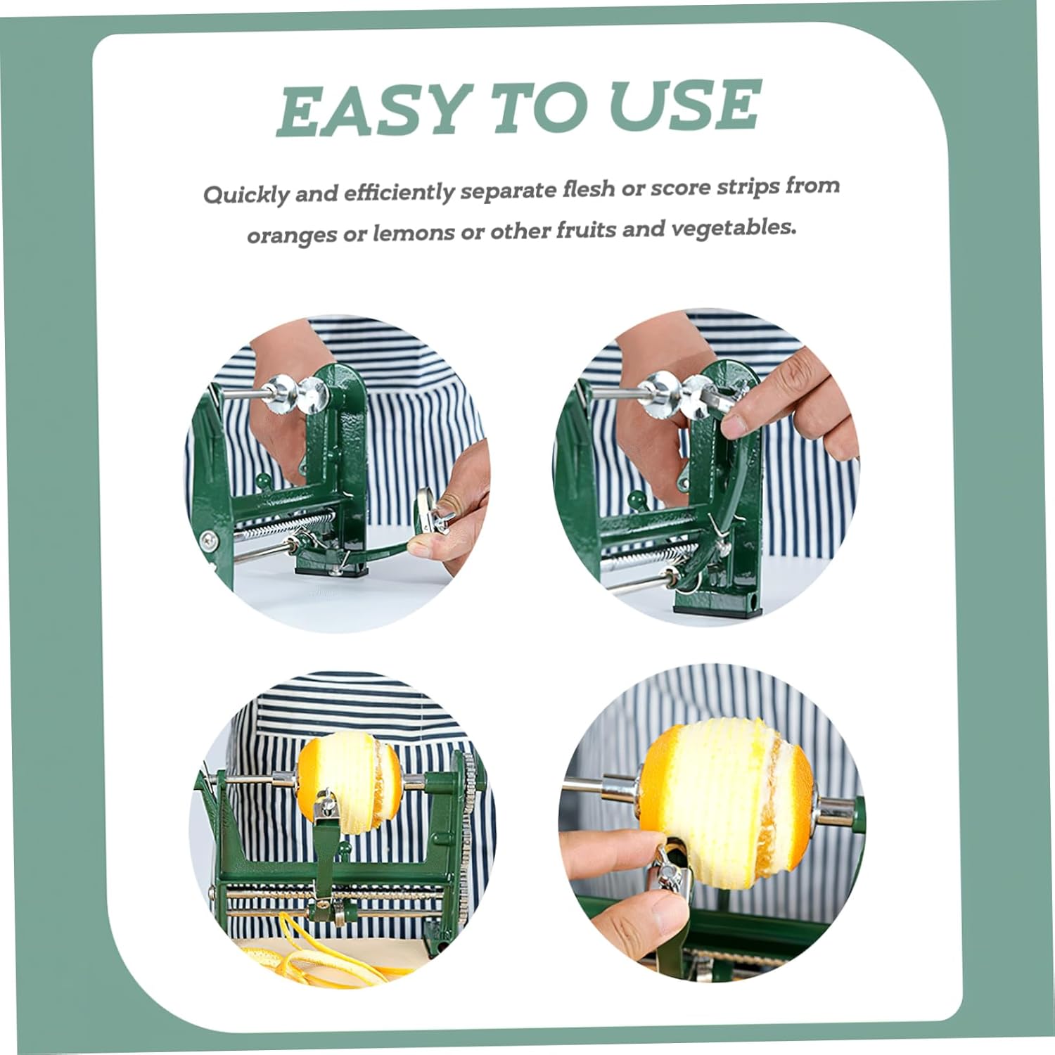 Handheld Fruit Peeler Machine Vegetable and Fruit Peeler Tool with Serrated Cutting Indentations for Oranges Lemons and More