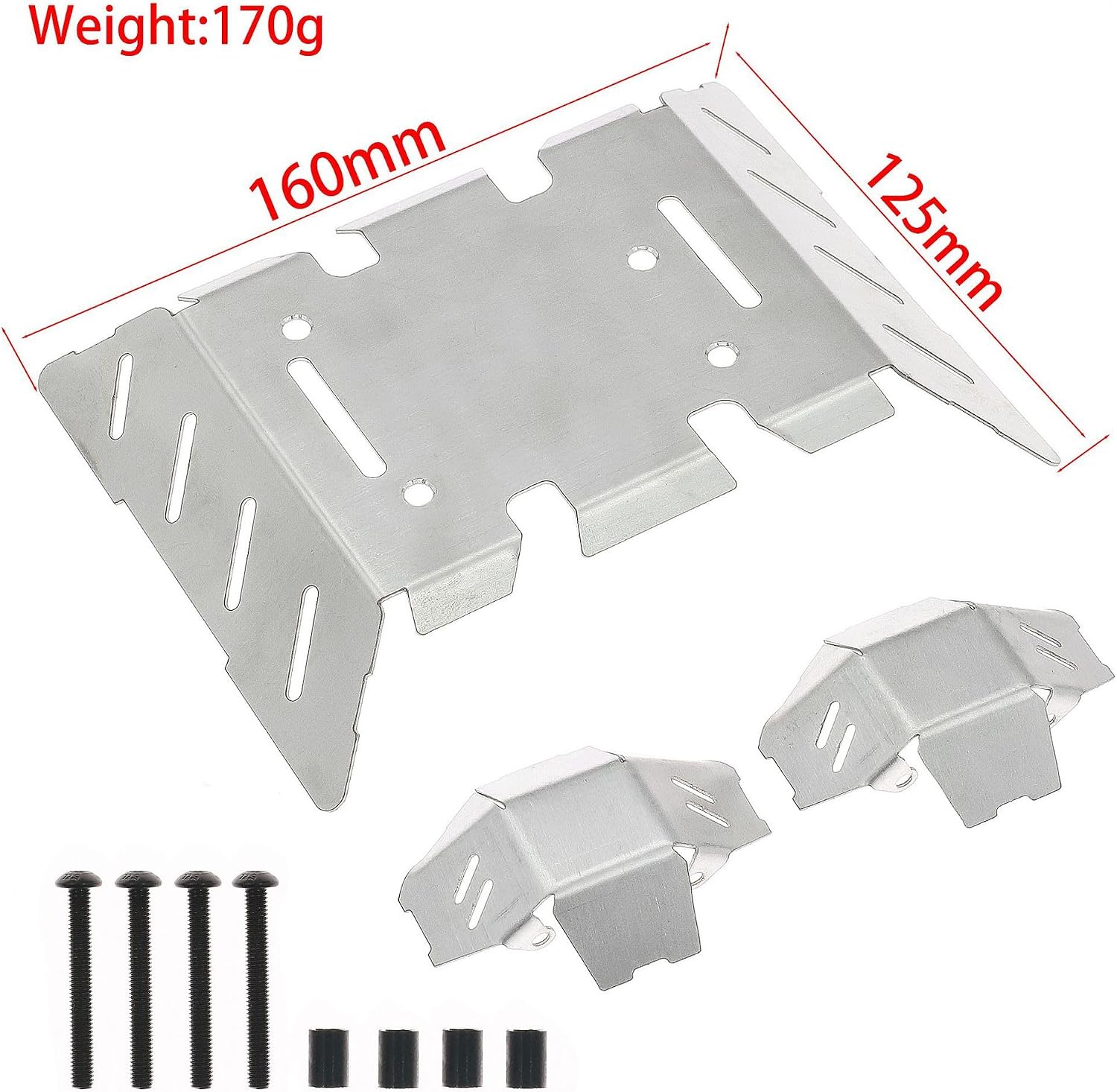 RC Stainless Steel Chassis Armor Protection Guard Axle Plate Chassis Skid Plate for Axial 1/8 AXP8 Gilamon RC Car