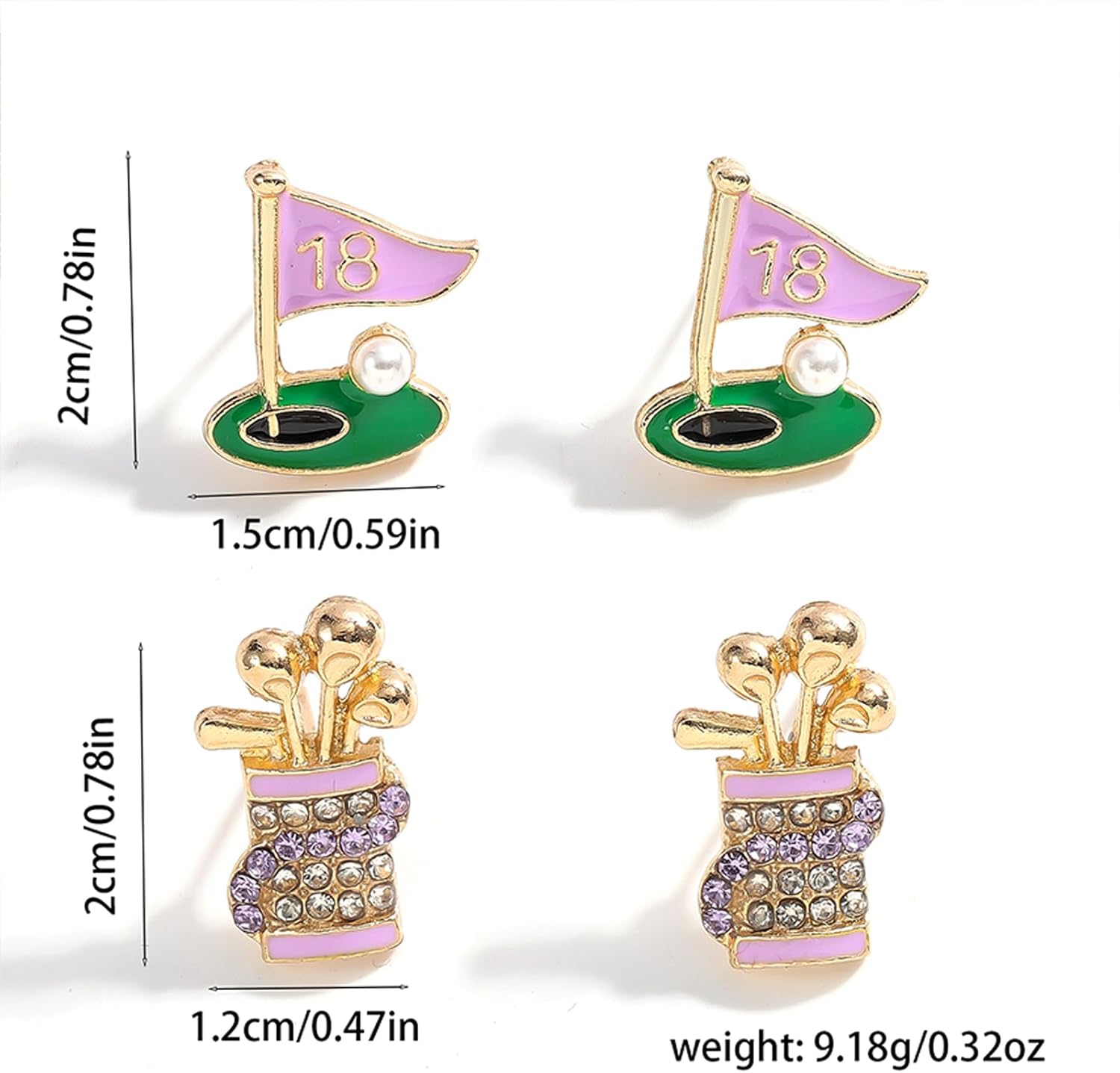 4 Pcs Golf Earrings Studs Sets for Women, Fashion Sports Earring Studs Stackable Golf Jewelry for Women Game Day Earrings Outfits Gifts - Image 7