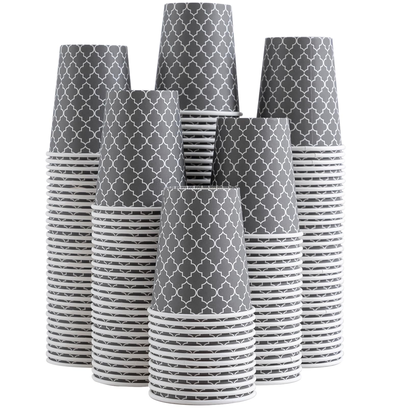 Lamosi 180 Pack 8oz Disposable Coffee Cups, Paper Cups, Hot/Cold Drinking Cups, Grey Disposable Cups, Paper Hot Coffee Cups, Paper Coffee Cups for Office, Picnic, Cafes