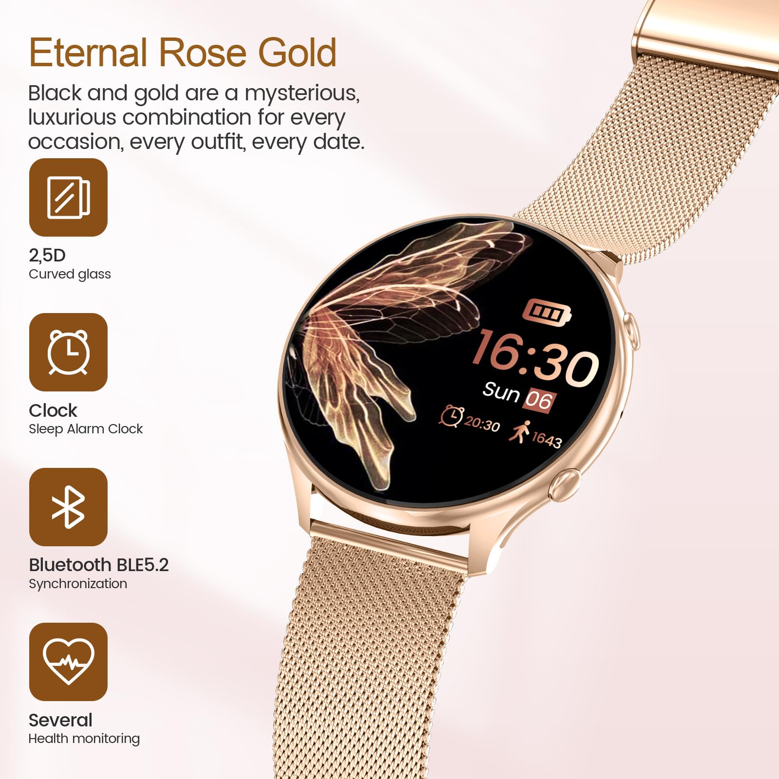 SLOKSFil 2024 Smartwatch Donna, Fitness Tracker con Contapassi, Sonno, Cardiofrequenzimetro, 1.39'' Orologio Smartwatch con Funzione Telefono, IP68 Smart watch Donna per Android & iOS