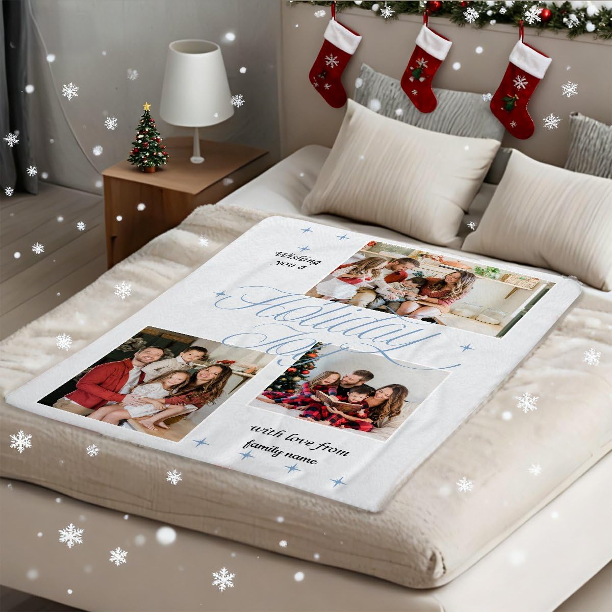 Mantas personalizadas con texto de 3 fotos, regalos personalizados para parejas para marido y esposa, regalos de manta de Navidad personalizados para mamá y papá