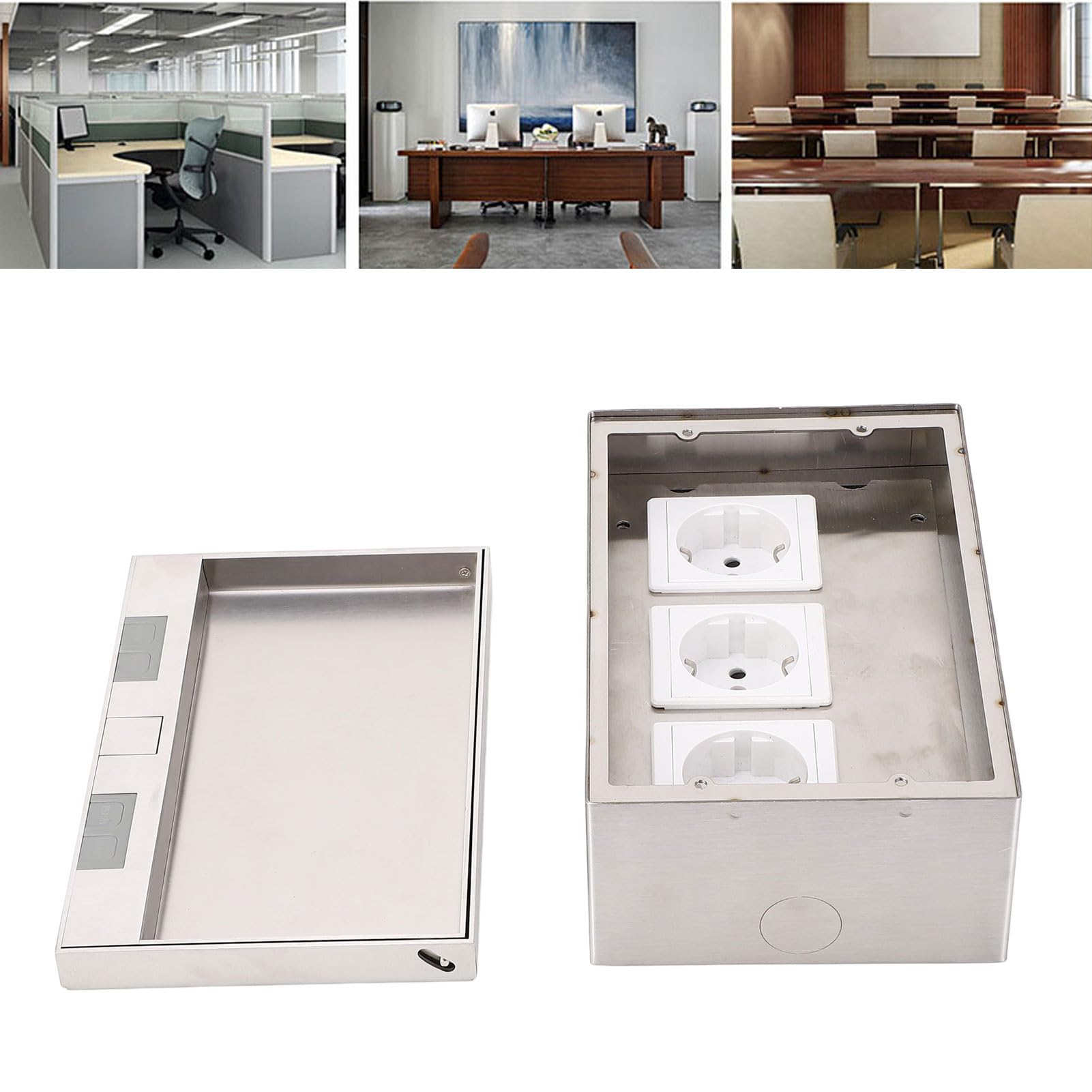 Kit Scatola Pavimento, AC250V 4000W 3 Prese UE Scatola di connettività Multimediale di Alimentazione Tavolo per Sala Studio Conferenze, Interfaccia CA USB Ricarica Rapida