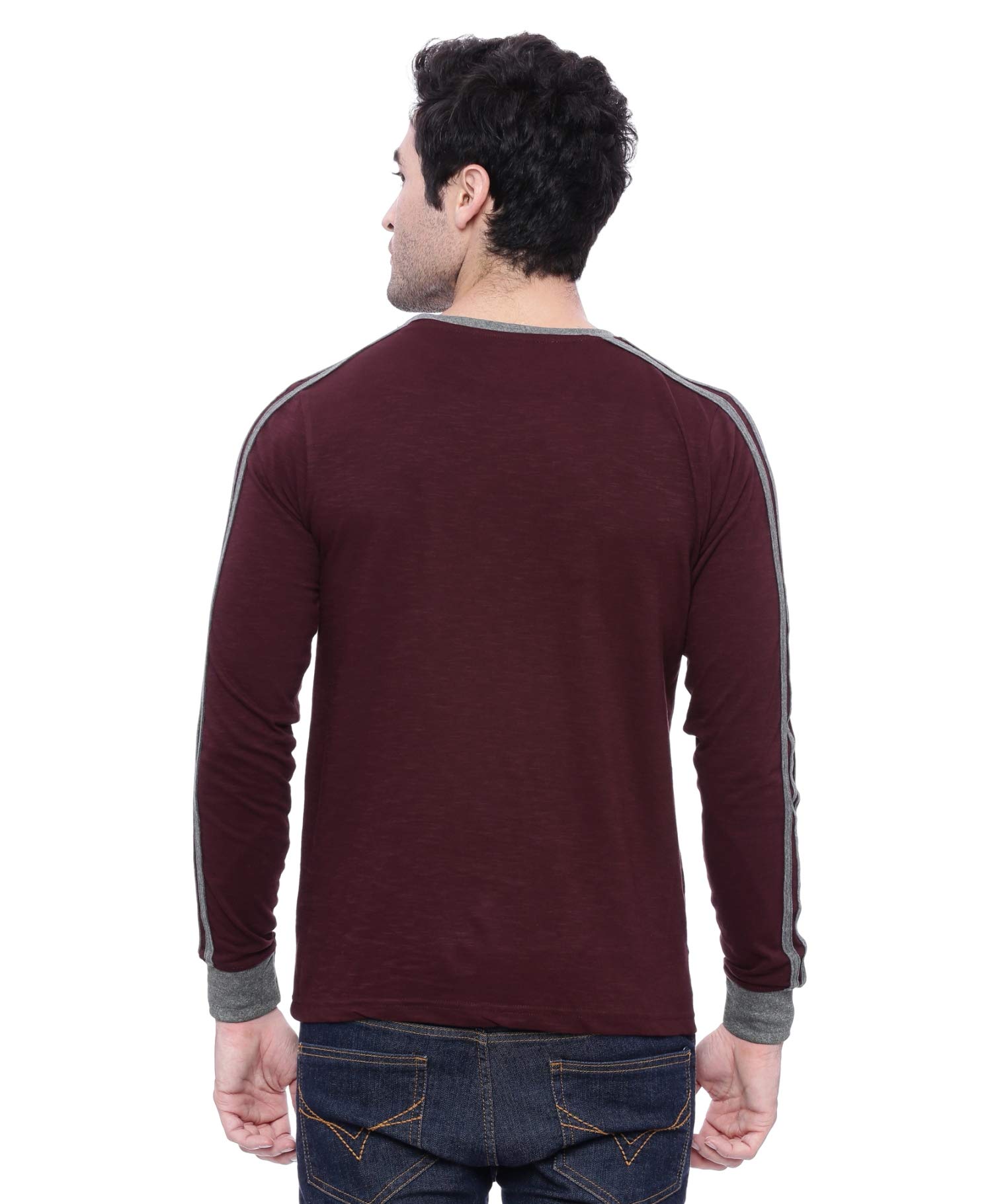 ADRO T-shirt da uomo a maniche lunghe a blocchi di colore