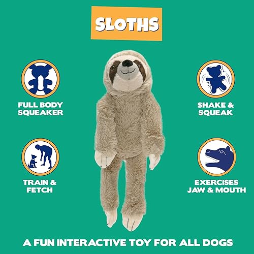Miniatura 5 de Pet Factory Shake & Squeak Sloth - Juguete de peluche para perro, color seleccionado al azar, gris o marrón, talla única