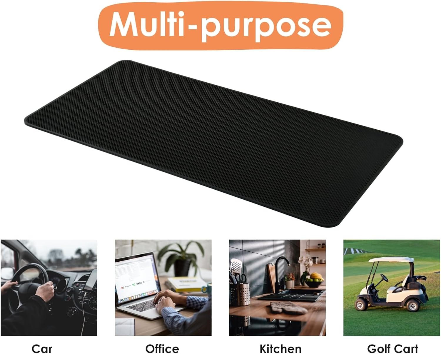 DS. DISTINCTIVE STYLE Car Dashboard Anti-Slip Mat, 15.7 inch x 7.9 inch Large PVC Non-Slip Pad for Cell Phones, Keys, Coins, Sunglasses (Black)
