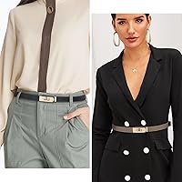 Vista 59 de Cinturón de cuero clásico con hebilla de metal para mujer con vestido de jeans Aah-negro-clásico