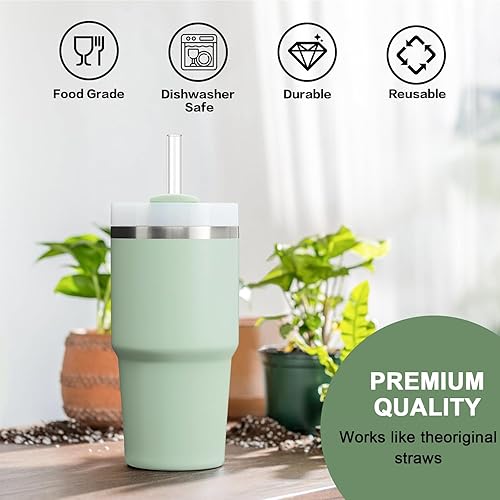 Miniatura 10 de yoelike - Paquete de 12 popotes de repuesto de color para vaso Stanley Owala Simple Modern, 12 pulgadas de largo, reutilizables, con purpurina,