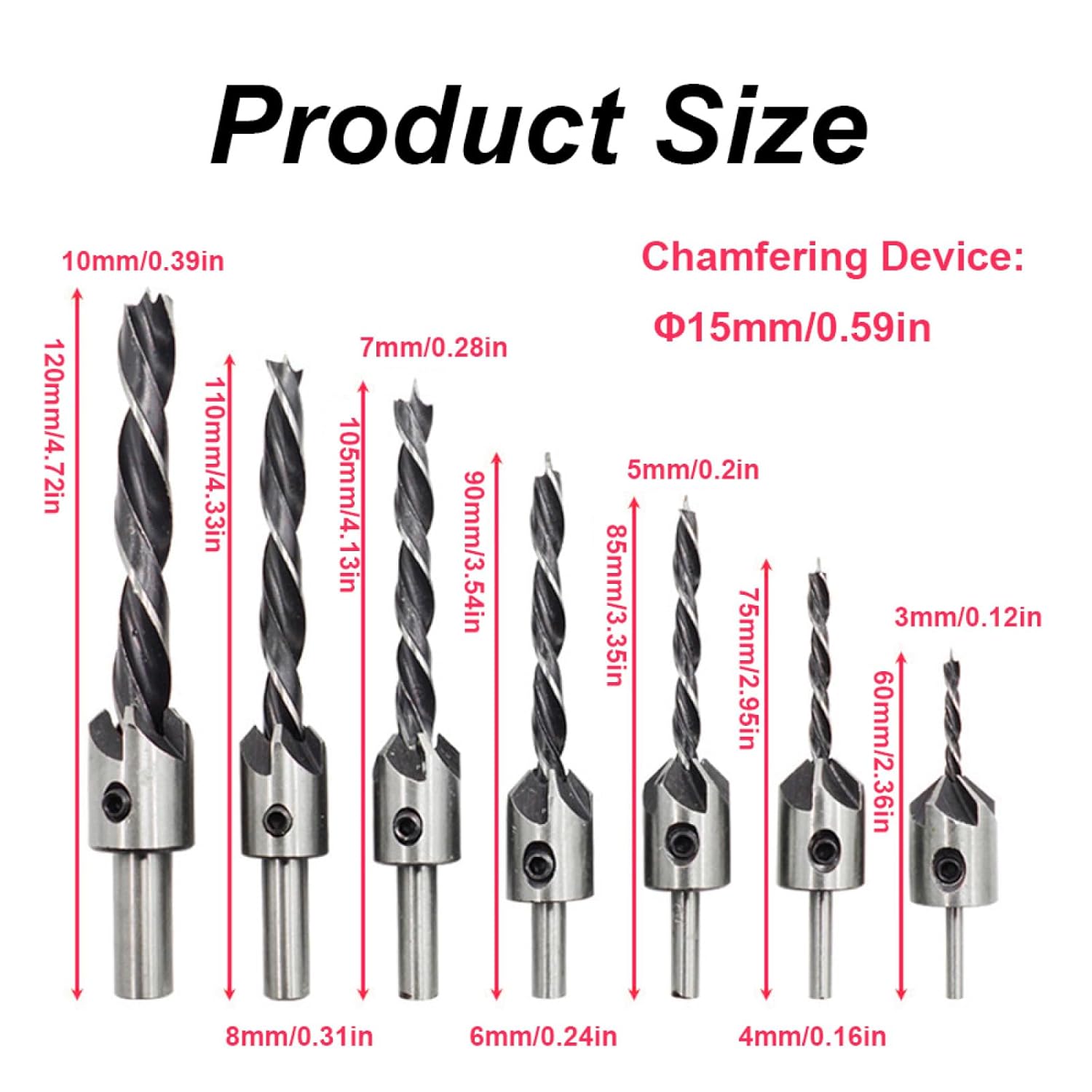 26 Pcs Woodworking Chamfer Drilling Tools Including Countersink Drill Bits, Wood Plug Cutter, Step Drill Bit, Center Punch, L-Wrench