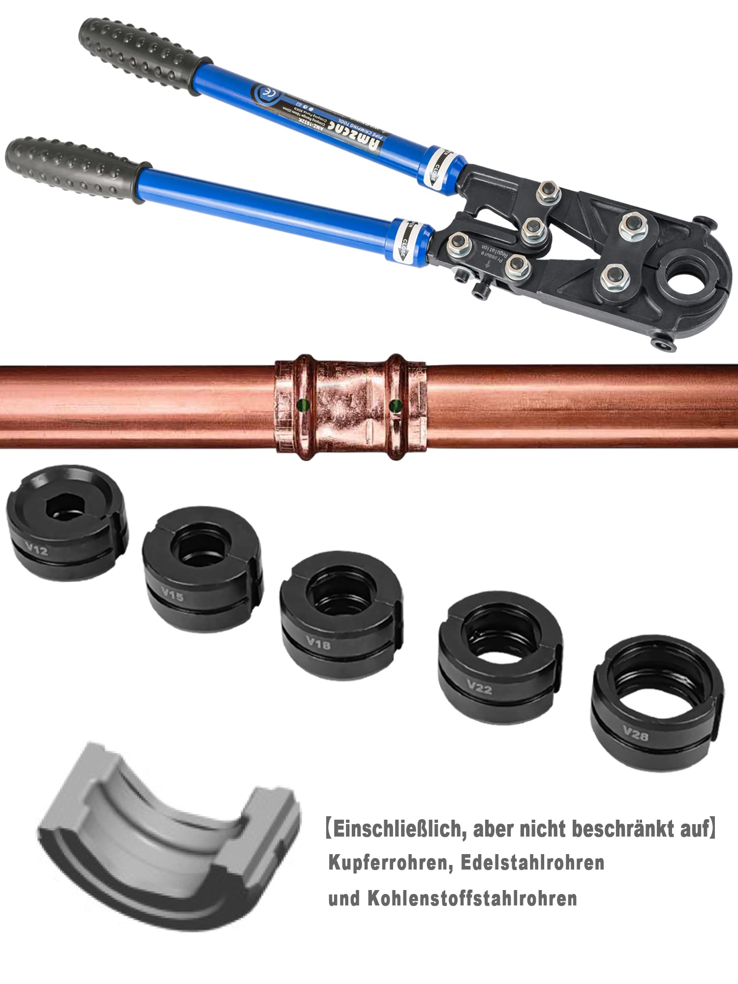 Pinza A Pressione Professionale AMZCNC Per Tubi - Crimpatura Idraulica 12-32mm - Foto 2