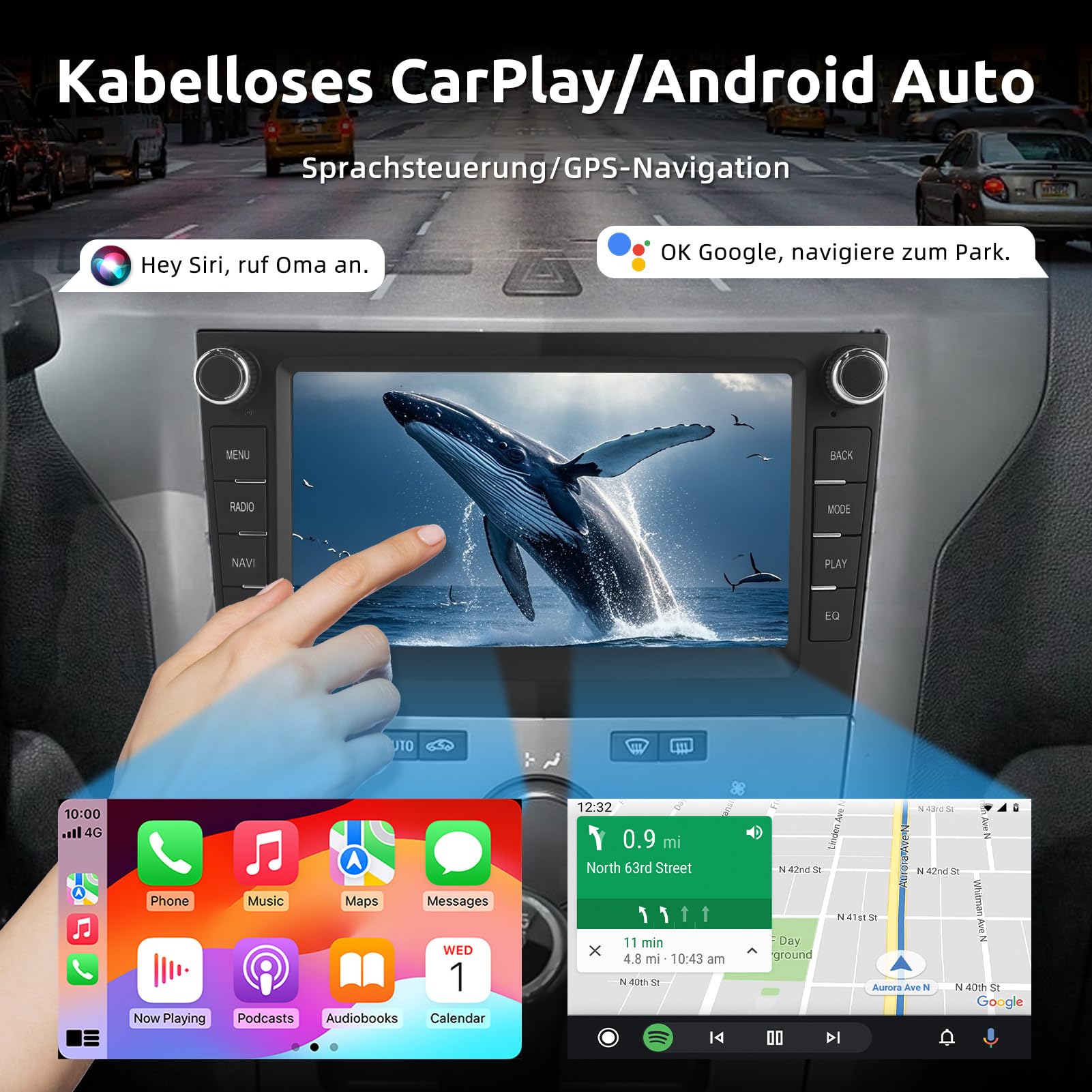 ESSGOO True 4+64G Drahtloses Autoradio mit Android Auto und CarPlay Für Vauxhall Opel Corsa C/D Zafira B Astra G/H Meriva Signum Combo, 7 Zoll Bluetooth Car Radio mit FM RDS GPS WiFi Rückfahrkameras - 2