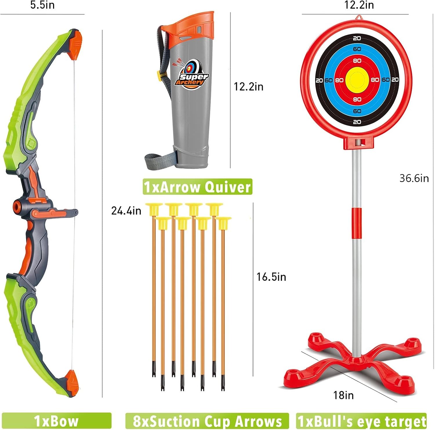 Doloowee Bow and Arrow for Kids with LED Lights - Upgrade Archery Set Toys Includes 1 Super Bow, 8 Suction Cups Arrows, 2 in 1 Target and Quiver, Indoor and Outdoor Toys for Kids