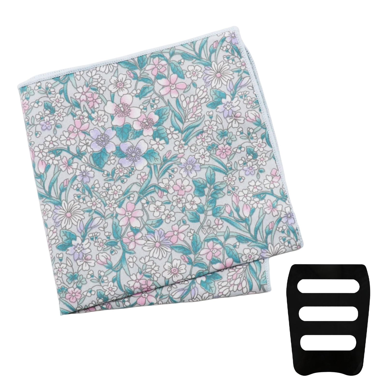 Floral Pocket Squares for Men with Holder Printed Flower Mens Handkerchief Cotton Suit Pocket Hanky for Wedding