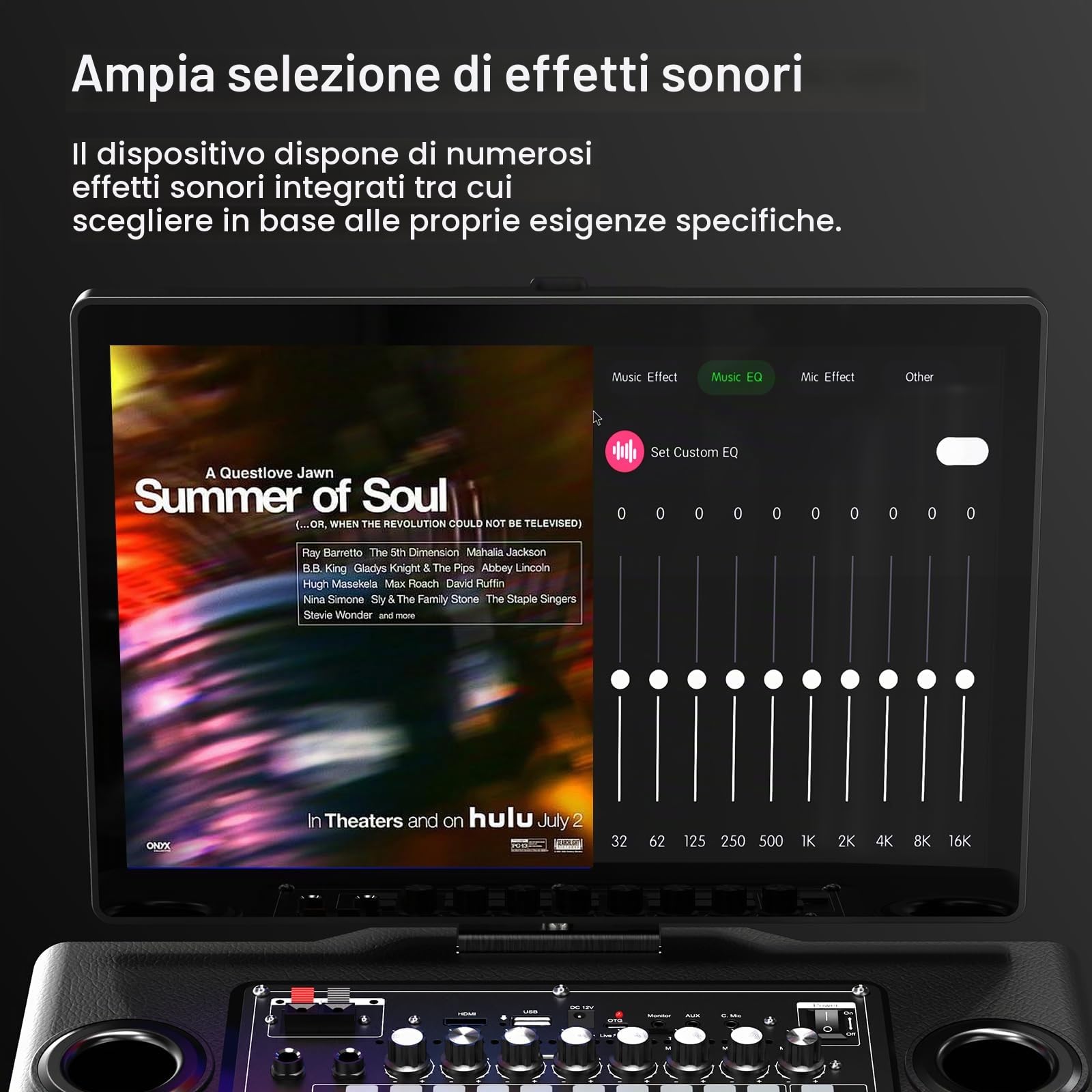 Macchina per karaoke intelligente con tablet da 14 pollici, schermo e display per i testi, altoparlante professionale per karaoke, 2 microfoni wireless, sistema PA Bluetooth, WiFi/HDMI/luci LED