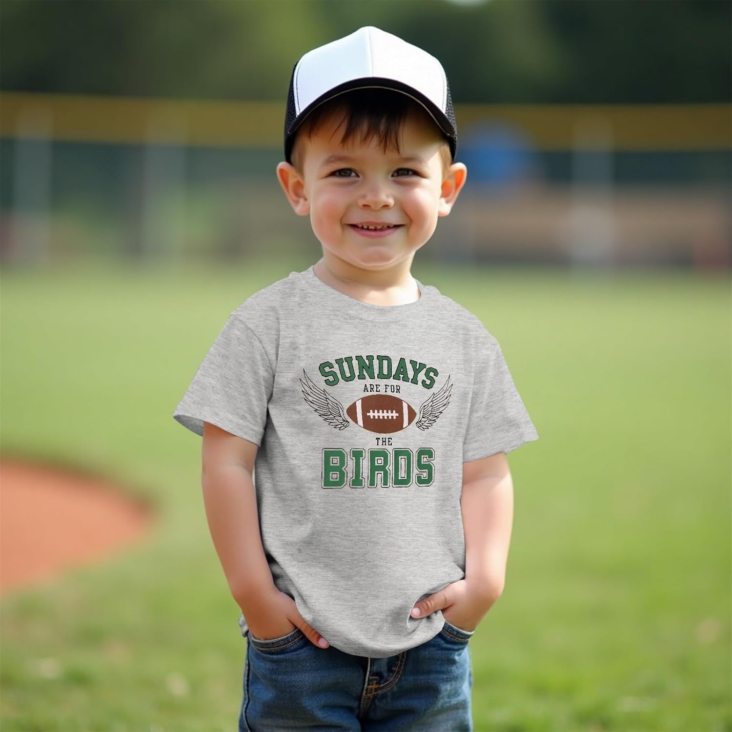 MODNTOGA Toddler Girl Boy Game Day Football Graphic Shirt Sundays for The Birds T-Shirt Kids Rugby Sports Fans Tee Tops - Image 3