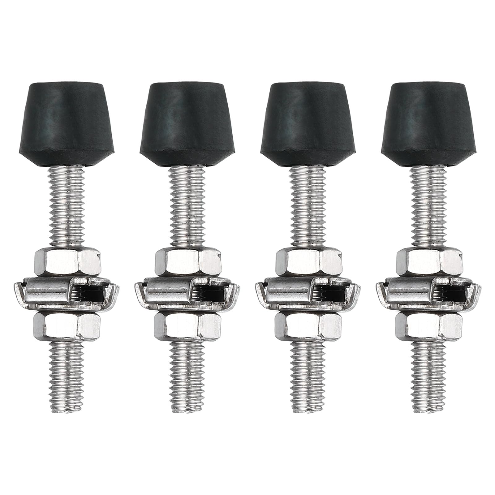 sourcing map 4Pcs Toggle Clamp Foot Rubber Head 304 Stainless Steel M6x52mm Toggle Clamp Screw Assembly for Boxes, Cabinets, Doors with 8Pcs Screws and Washers
