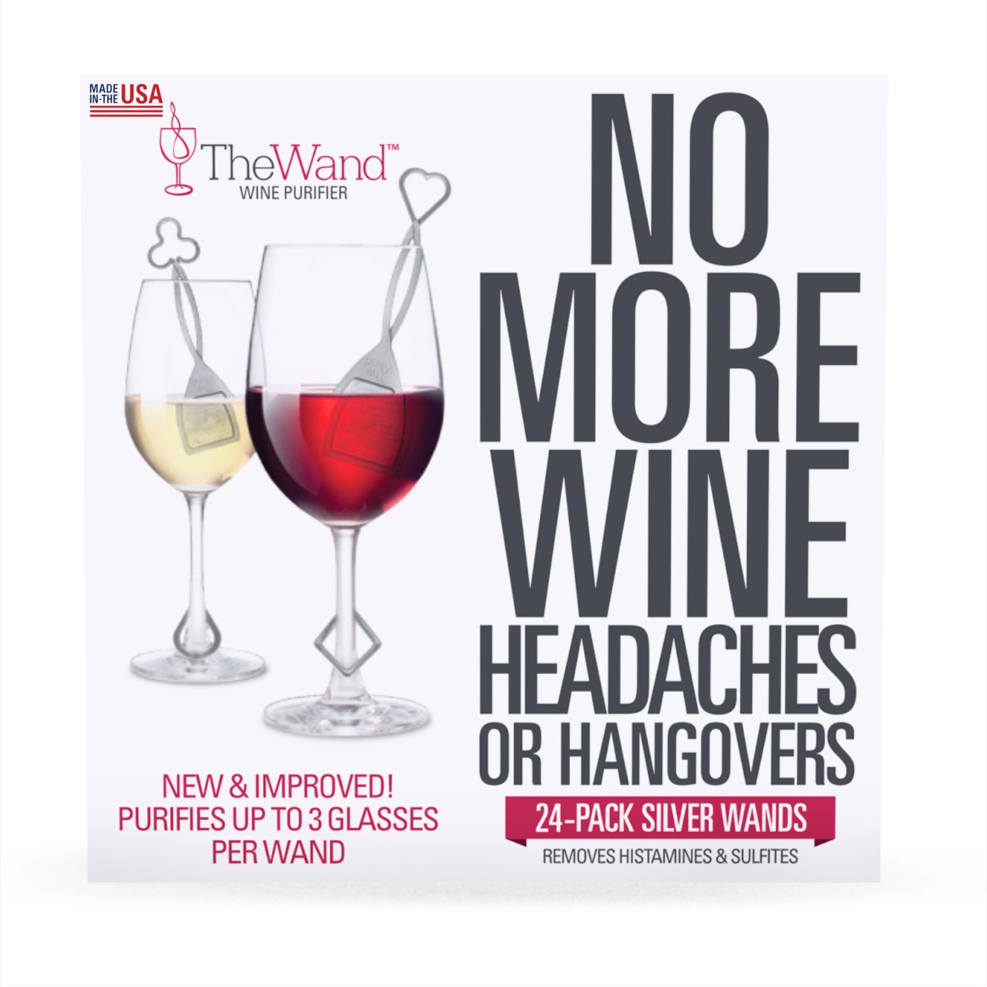 PureWine The Wand Wine Purifier, Removes Histamines &amp; Sulfites - 24 Wands