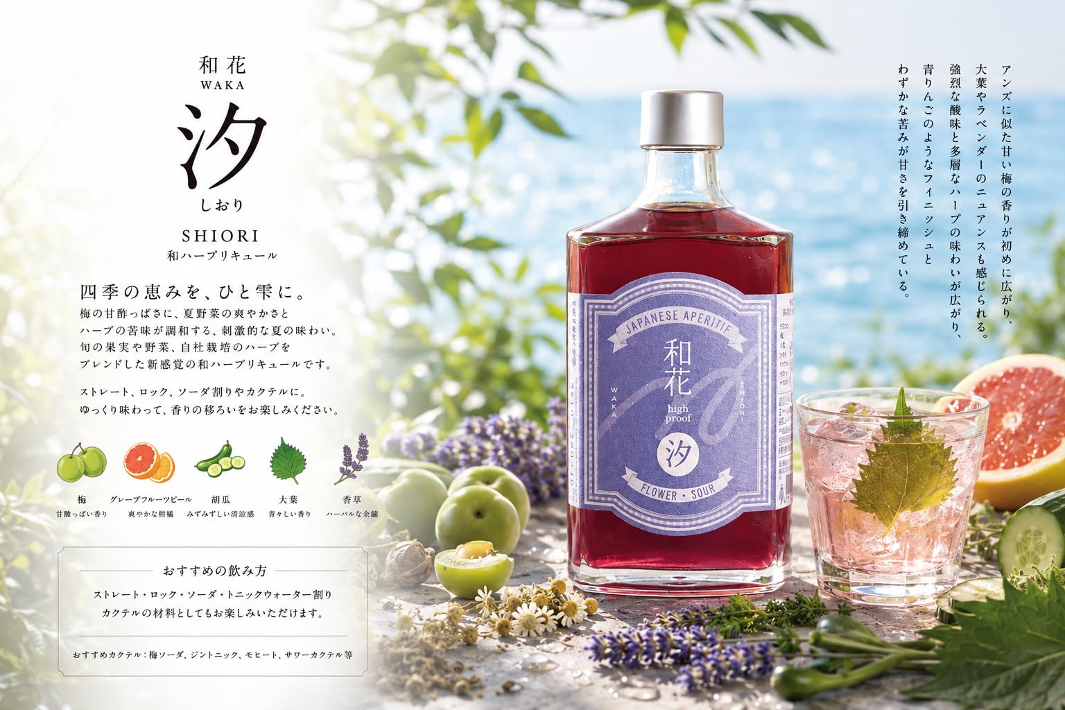 Amazon.co.jp: 金ケ崎薬草酒造 国産ハーブリキュール 和花 High Proof