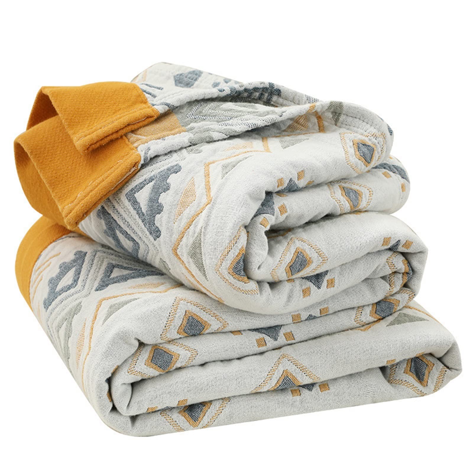 DieffematicMT Mantas para Sofa Manta de Ocio Gasa de algodón geometría sofá Toalla Verano Individual Doble Siesta Manta Suave Fresco edredón Cama Manta