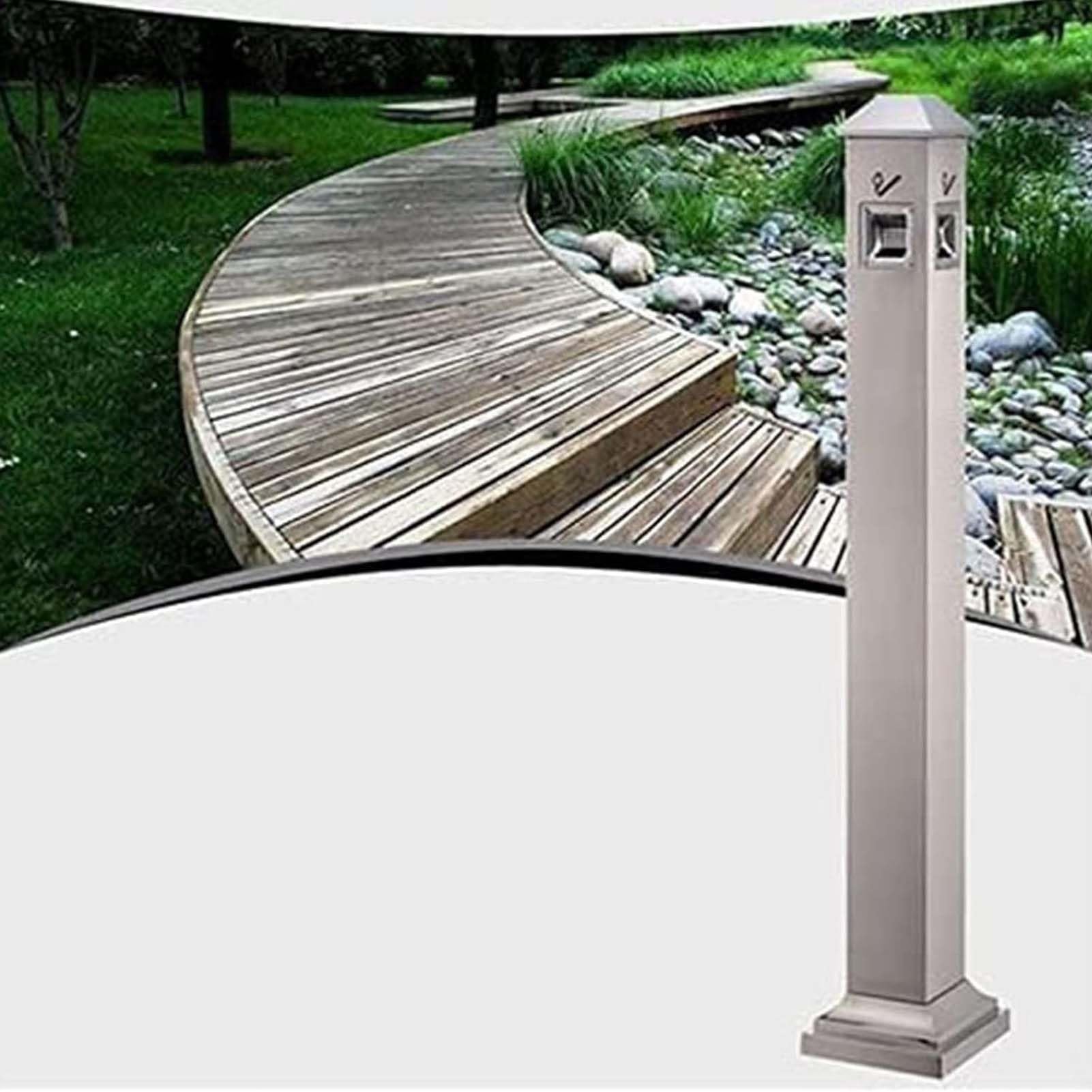 Standing Outdoor Ashtray For Home Patio, Standing Ashtray- Outdoor - Windproof Large & Tall Outside Ashtrays For Cigarette Butt Holder Receptacle Disposal, Smokers Cigar(Silver)