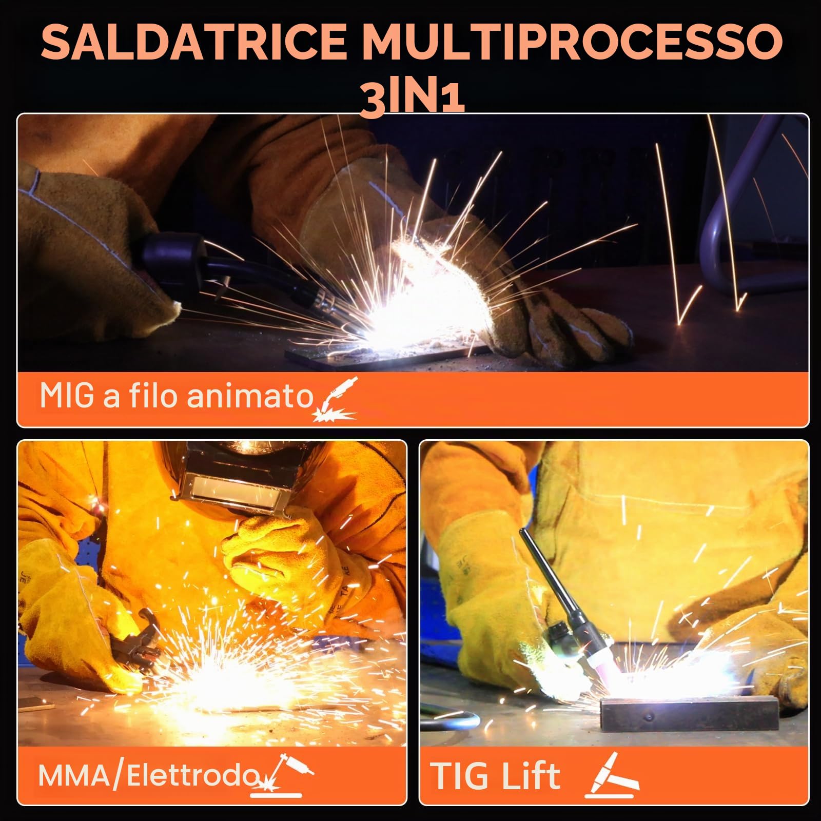 FEIFANKE 135A Flux Core MIG Saldatore 110V 3-IN-1 MIG/ARC/Lift TIG Saldatrice IGBT DC Inverter Saldatrice senza gas Saldatrice sinergia con 1 lb Filo di saldatura e torcia MIG